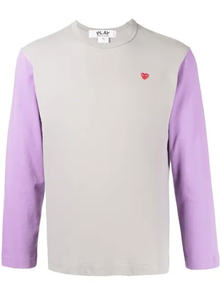 Comme Des Garçons Play двухцветная футболка с длинными рукавами, серый
