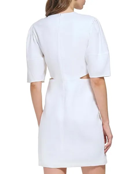 Платье DKNY Short Sleeve Side Cut Linen Midi Dress, белый