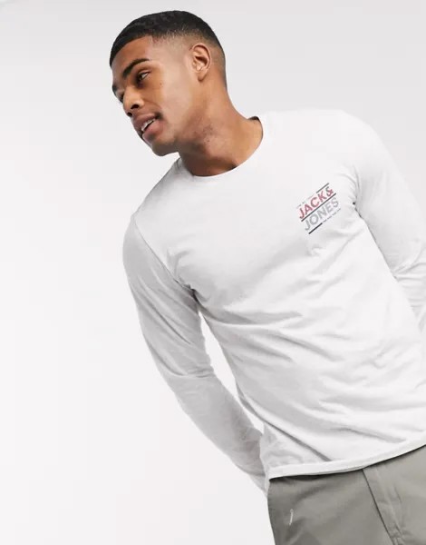 Лонгслив с логотипом Jack & Jones-Белый