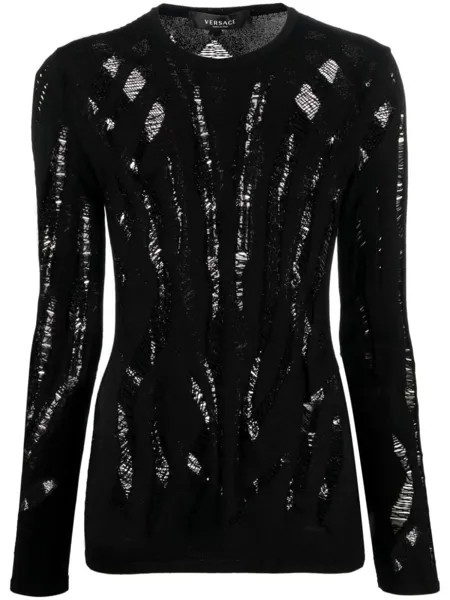 Versace трикотажный джемпер, черный