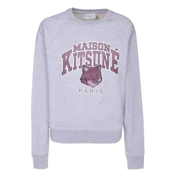 Футболка crewneck sweatshirt with logo print Maison Kitsune, серый