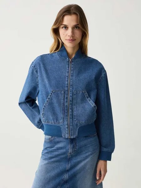Бомбер на молнии во всю длину Ovs, цвет denim