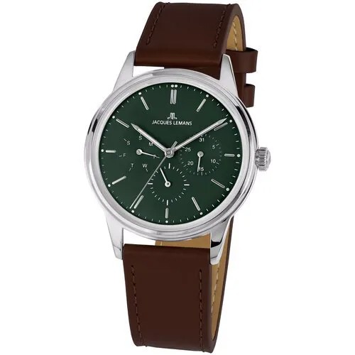Наручные часы JACQUES LEMANS Retro Classic, зеленый, серебряный