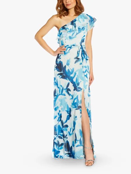 Платье макси с цветочным принтом Adrianna Papell, синий/мульти