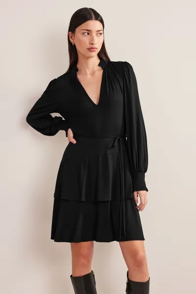 Каскадное платье мини из джерси Boden, черный