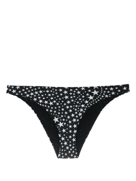 Stella McCartney logo-plaque star-print bikini bottoms, черный