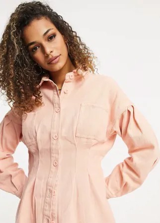 Рубашка персикового цвета в корсетном стиле от комплекта Missguided-Розовый цвет