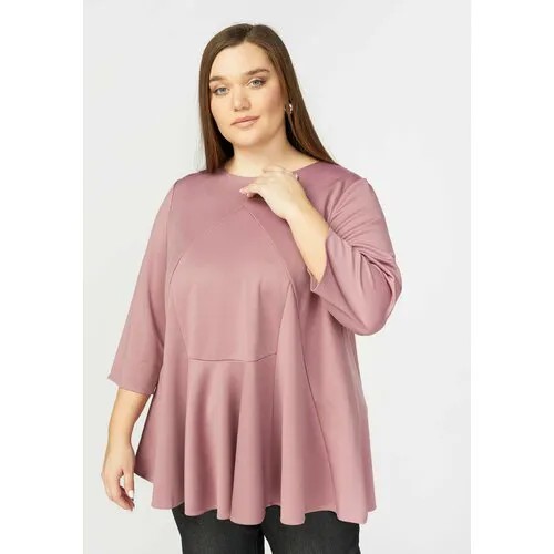 Блуза , нарядный стиль, укороченный рукав, размер 50, розовый, бежевый