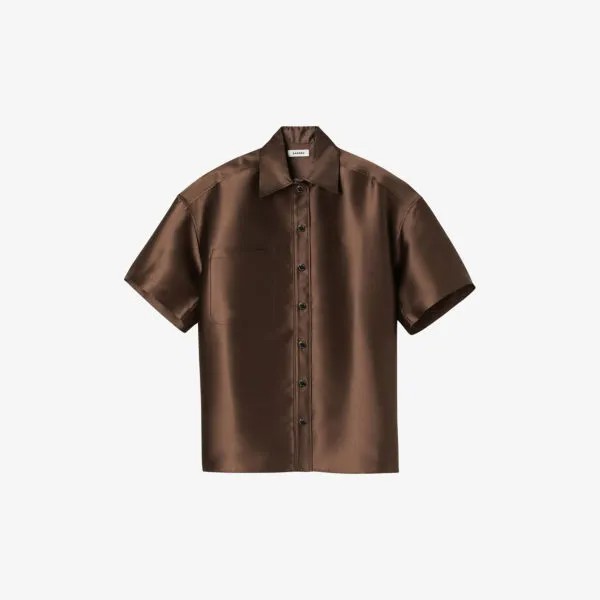 Атласная рубашка с острым воротником Sandro, цвет bruns