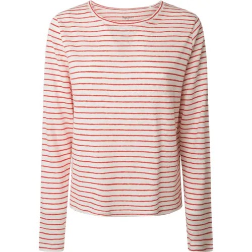 Лонгслив Pepe Jeans, размер S, белый, красный