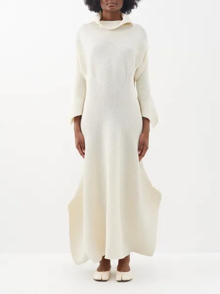 Платье из джерси в рубчик Issey Miyake, белый