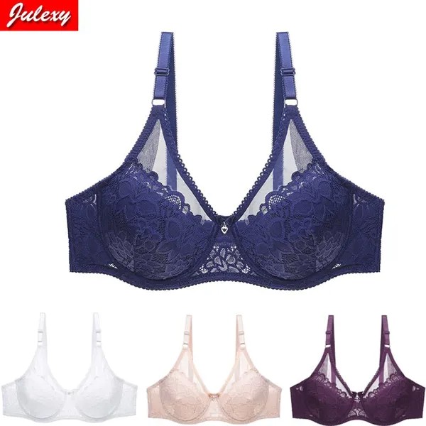 Julexy 75 80 85 90 95 100 C D Cup женский бюстгальтер плюс размер кружева сплошное нижнее белье