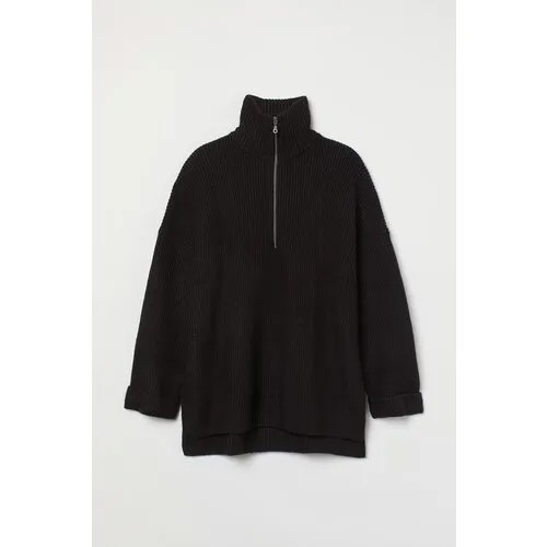 Свитер H&M, длинный рукав, свободный силуэт, удлиненный, размер XXL, черный