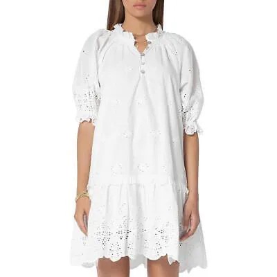 Белое хлопковое платье прямого кроя с люверсами Tart Women Mia XS BHFO 1711
