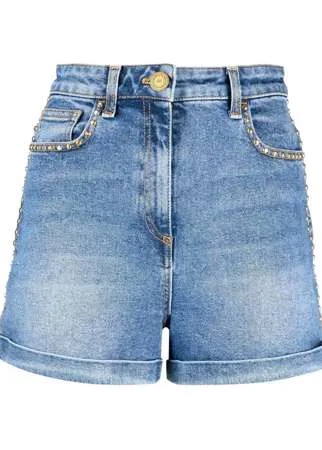 Elisabetta Franchi джинсовые шорты с завышенной талией и заклепками