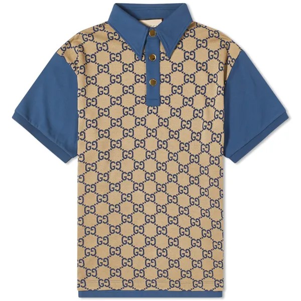 Рубашка Gucci All Over Gg Polo, бежевый и темно-синий