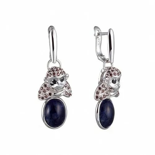Серьги ELEMENT47, серебро, 925 проба, фианит, содалит