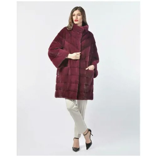 Пальто Manakas Frankfurt, норка, силуэт свободный, размер 40, фиолетовый