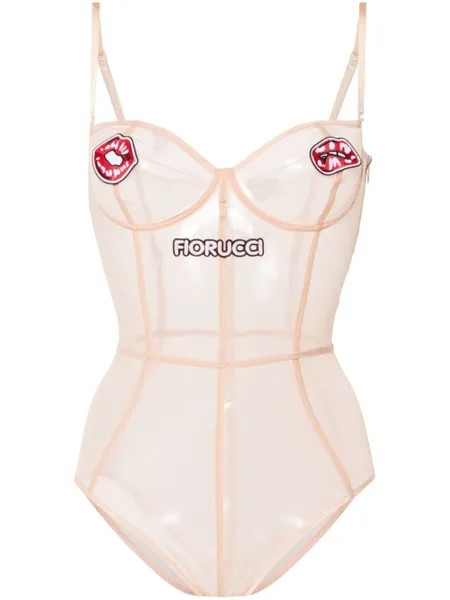 Тюлевое боди Kiss-patch Fiorucci, бежевый
