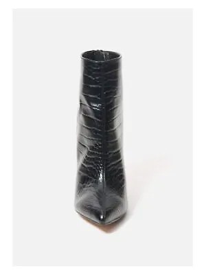 BEBE Женские черные ботинки с подкладкой из крокодиловой кожи с логотипом Dasha и острым носком на шпильке, размер 9 м