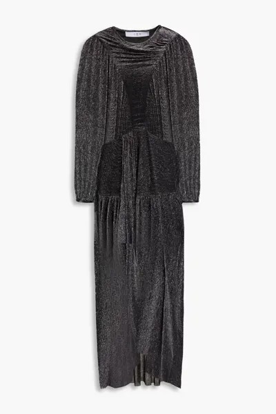 Трикотажное платье миди Demu со сборками и драпировкой металлизированного цвета Iro, черный