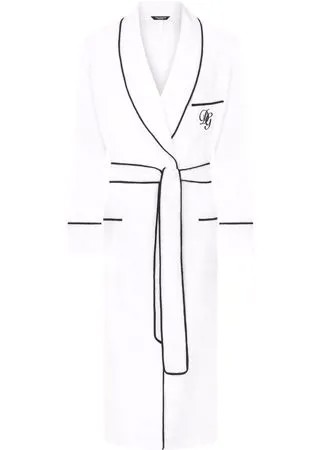 Dolce & Gabbana льняной халат с вышитым логотипом