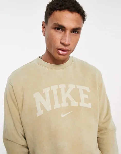 Бежевый свитшот с дугообразным логотипом Nike Retro-Светло-бежевый цвет