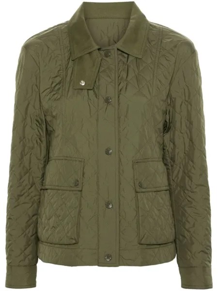 Moncler стеганая куртка с логотипом, зеленый