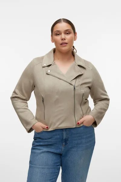 Куртка большого размера с эффектом замши Vero Moda Curve, коричневый