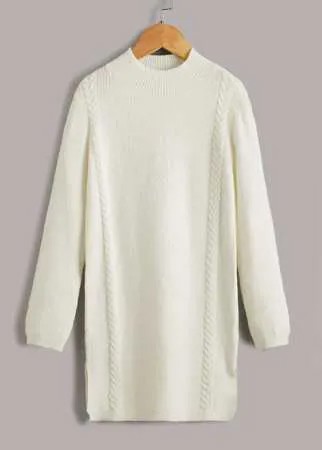 Для девочек Платье-свитер с воротником-стойкой вязаный