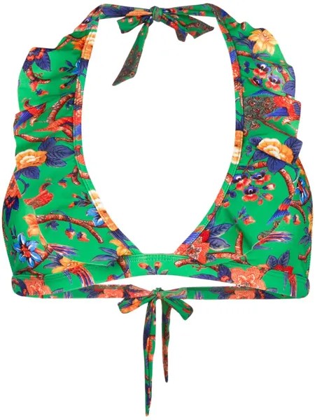 La DoubleJ Pavone Verde ruffle bikini top