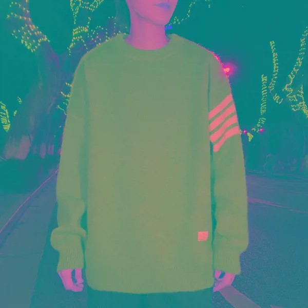 Мужской пуловер EBAIHUI в стиле ретро Харадзюку, вязаный свитер, полосатый Топ с длинным рукавом, повседневный мешковатый джемпер с круглым выр...