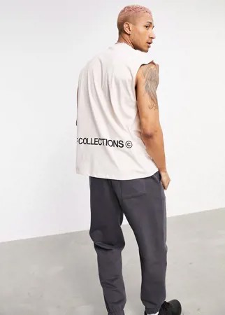 Белая майка с принтом логотипа ASOS Dark Future-Светло-бежевый