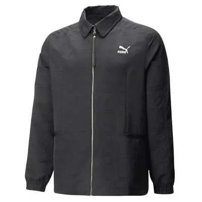 Puma Luxe Sport T7 Тканая куртка на молнии, мужская черная повседневная спортивная верхняя одежда 53