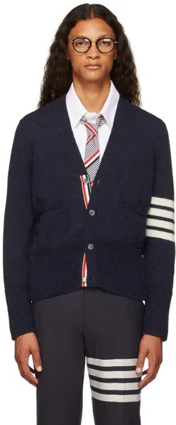 Темно-синий классический кардиган с 4 полосами Thom Browne