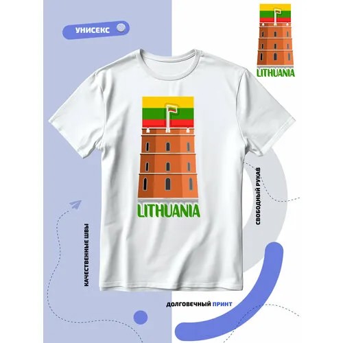 Футболка SMAIL-P флаг Литвы-Lithuania и достопримечательность, размер 4XL, белый