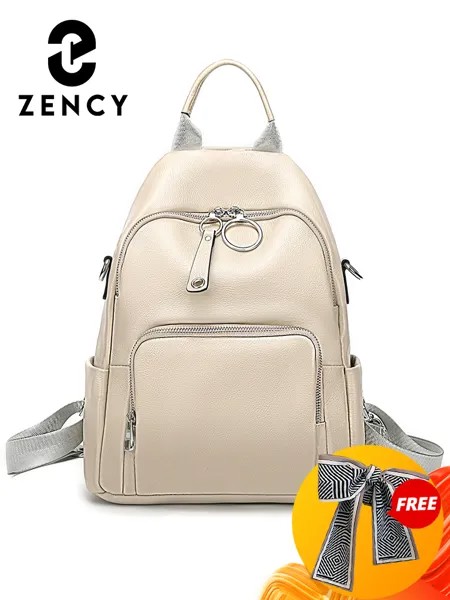Кожаный рюкзак Zency для женщин, ранец с защитой от кражи для ноутбука большой вместимости, школьный портфель для молодых девушек, дорожная сумка на плечо
