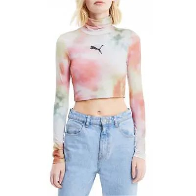 Puma Evide TieDye Водолазка Укороченная футболка с длинным рукавом Женская Размер XL Повседневная футболка