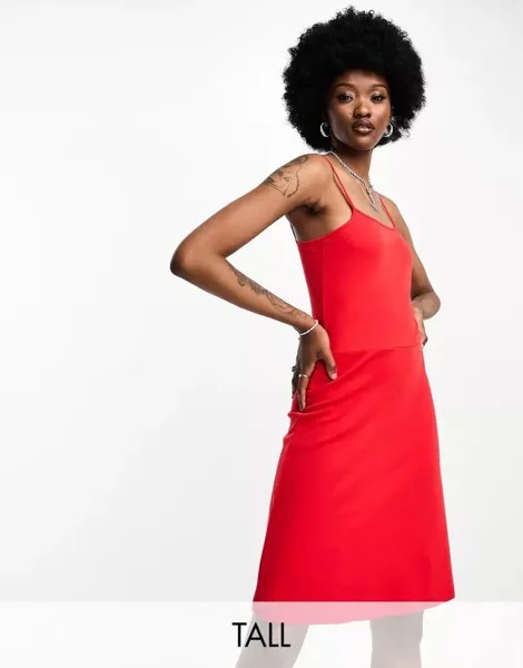 Only Tall Exclusive – короткое летнее платье красного цвета на бретелях