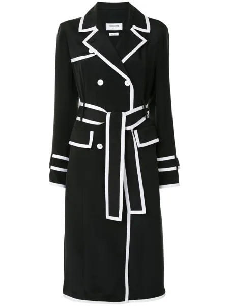 Thom Browne double-breasted silk coat, синий