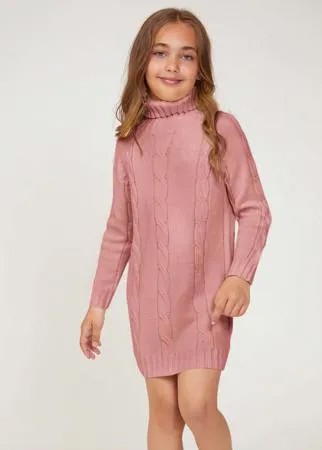 Платье-свитер с высоким воротником для девочек