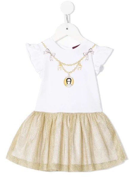 Aigner Kids платье с оборками и принтом