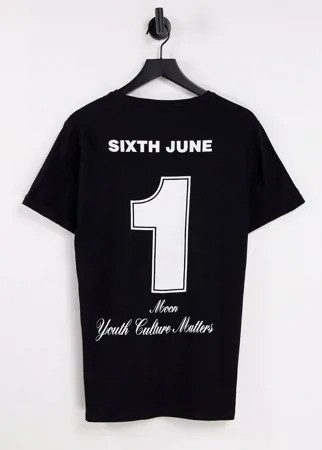 Черная футболка с принтом луны Sixth June-Черный цвет