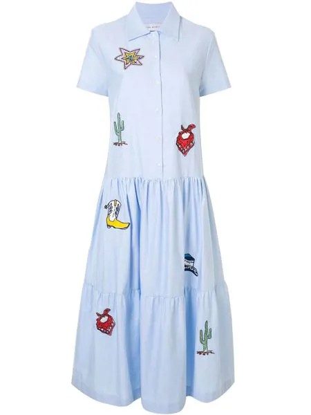 Mira Mikati расклешенное платье-рубашка с вышивкой