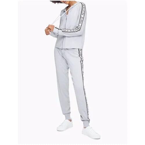 Худи Calvin Klein XL серое на молнии с белыми лого лампасами на рукавах