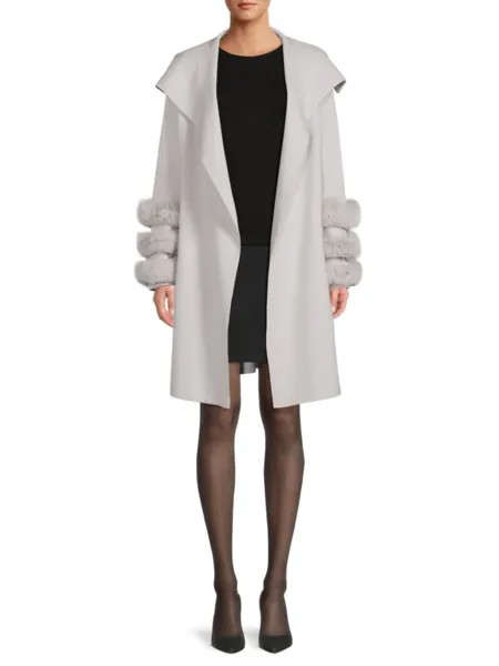 Пальто с рукавами из искусственного меха Saks Fifth Avenue, цвет Glacier Grey