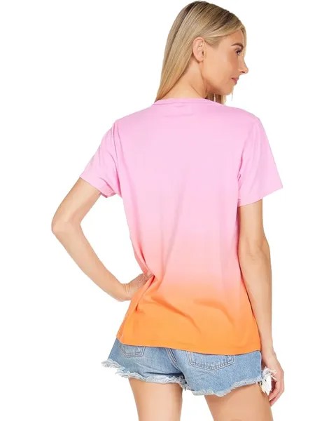 Футболка Lauren Moshi Wolf Butterfly Hamsa Boyfriend Tee, цвет Tropical Sunset