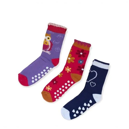 Комплект носков Aviva kids collection 3шт, 31/34, носки детские махровые со стоперами, антискользящие следочки, теплые, в подарочной коробке