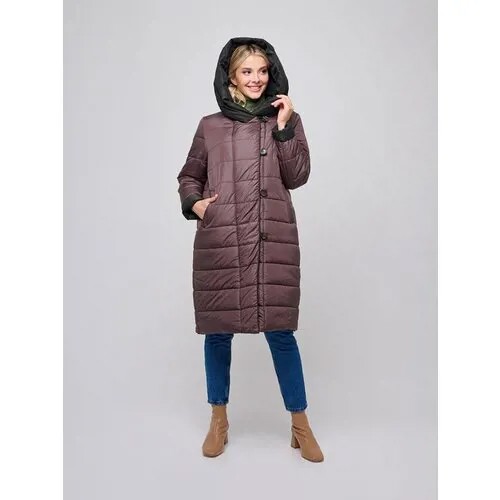 Куртка  DIXI COAT, демисезон/зима, силуэт прямой, капюшон, пояс/ремень, карманы, размер 38