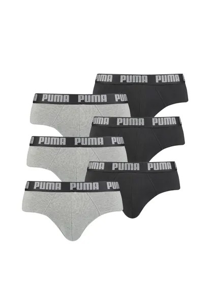 Боксеры Puma Boxershorts PUMA BASIC BRIEF 6P, цвет 691 - dark grey melange / black